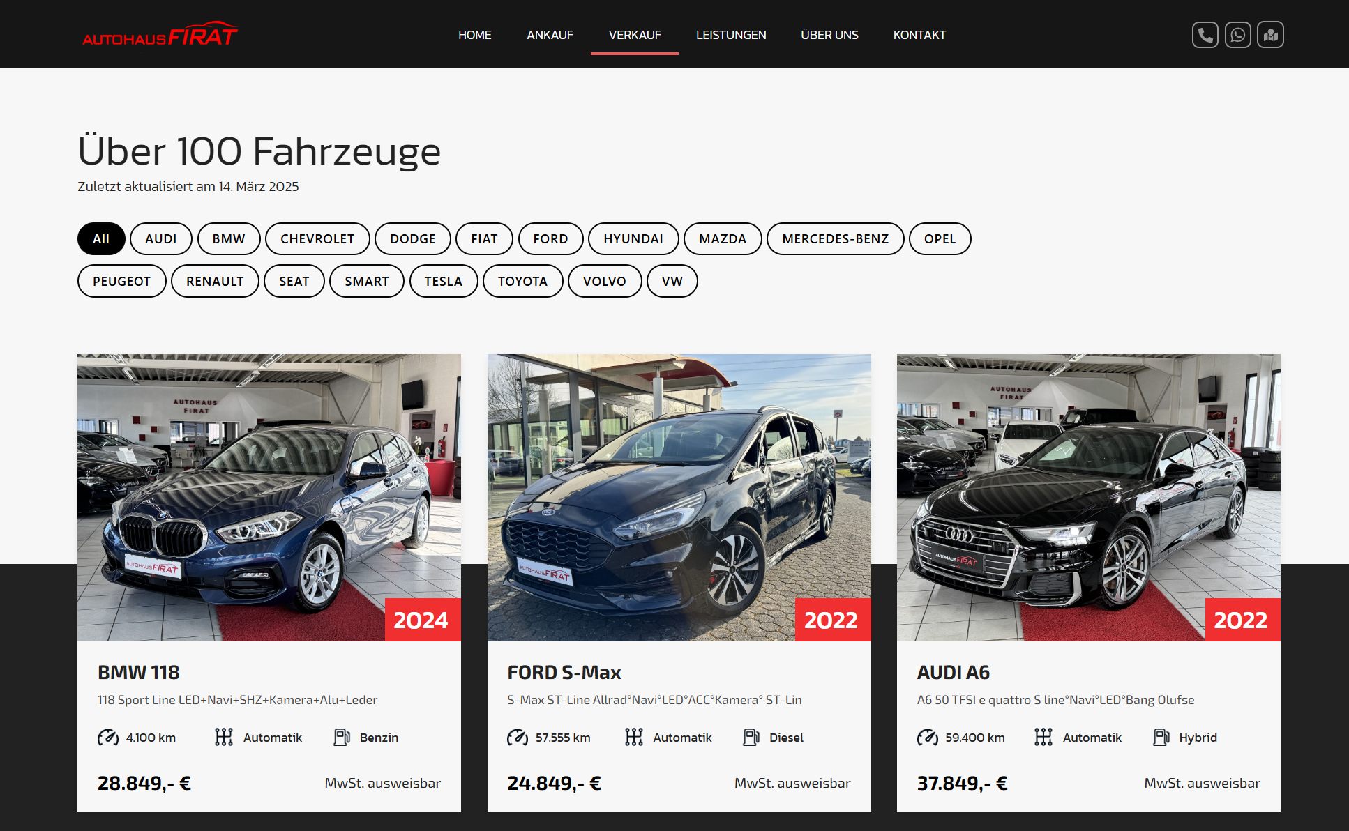 Autohandel Webseite Beispiel #27